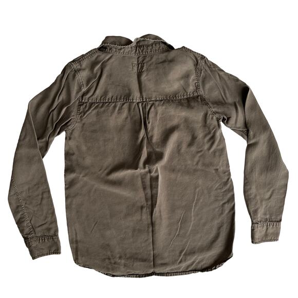 Marine Layer Lyocell Olive Khaki Long Sleeve Button Up Collar Shirt women XS - Picture 2 of 7